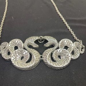 Silver plated serpent choker necklace
